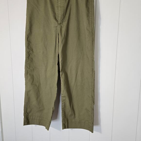 Quince Wide Leg Crop Pants Olive Green Army Green EUC Size 32 - Picture 6 of 10